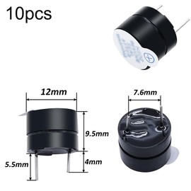VISSQH Electronic Buzzer, DC 5 V Active Piezo Buzzer Alarm Mini Electronic Buzzer Beep Tone for Computers Printers Electronic (Black) Pack of 10
