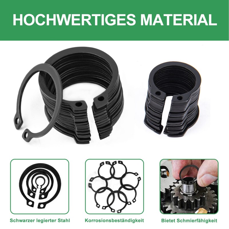 Foliv 380-Piece Snap Ring Assortment Circlip Set 17 Sizes Carbon