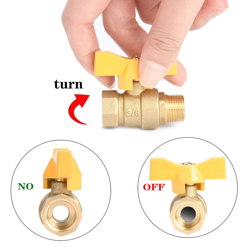 Oumuik Brass Ball Valve, 3/8 Inch, PN16, Red, Full Flow,