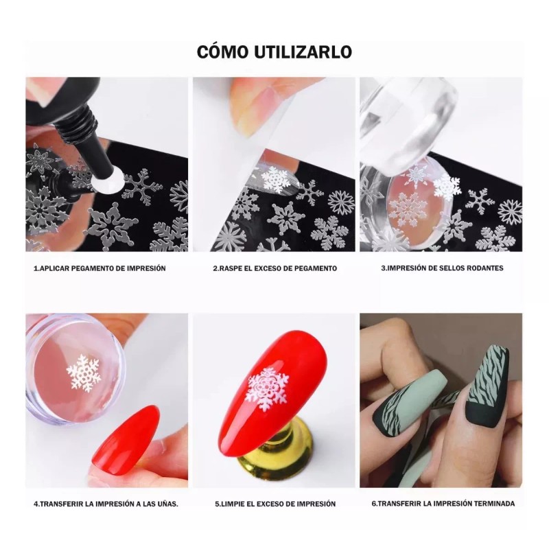Estampas Sello Uñas 12 Sellos Uñas Decoración:10 Placas Uñas,estampador,raspador