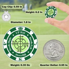 Lousrnman 3 Pcs Golf Green Reader, GreenGreen Ball Marker for Putting Green with High Precision Horizontal Bubble, Golf Accessories Putt Aid Tool with Hat Clip
