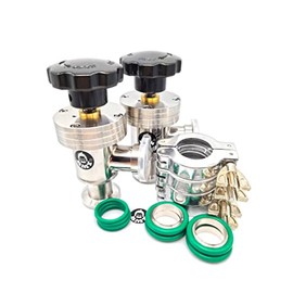 bmotiontech Manual Right Angle Valve, Bellow Seal Valve, with ISO-KF KF25 Flange + 2 Sets Aluminum Wing nut Clamps + Centering Rings + FKM O-Rings (Pack of 2 sets, KF25 90°Angle Valve)