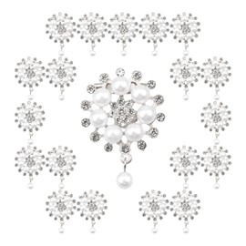 Rumyve Premium Pearl and Rhinestone Embellishments - 20 Pieces, Ideal for Fashion and Crafts DIY Jewelry to Make Clothes and Wedding(Silver)
