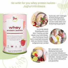 For You Whey Protein Isolate Yoghurt Raspberry Powder 600 g