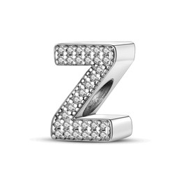 Pandach 925 sterling Silver Letters Charms A-Z Alphabet Beads with Cubic Zircons Charm Beads Pendants fit for European Bracelets Necklace Women Jewelry Gift Options