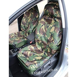 Carseatcover-UK GREEN Camouflage Camo Waterproof Car Seat Covers - 2 x Fronts
