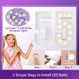 4FT Light Up Numbers Pre-Cut Frame Giant Marquee Numbers 5, Mosaic Numbers for Balloons, 15th 25th 50th 65th Birthday Decorations for Women Men, 50th Anniversary Decorations, Party Decor