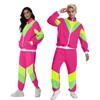 Seawhisper 80s 90s Costume Tracksuit for Adults Men Women, pink-red