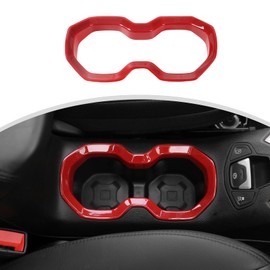 CheroCar for Jeep Renegade Front Water Cup Holder Trim Interior Accessories Compatible with Jeep Renegade 2016-2023,Red…