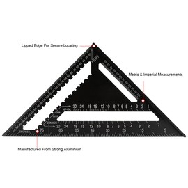 45 Degree Aluminum Alloy Angle Ruler, 12 Inch Aluminum Alloy Triangle Shape Square Ruler Precision Engineer Carpenter Measuring Tool