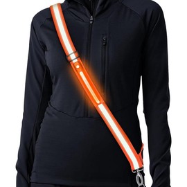 Reflective Walking Gear, Rechargeable Led Reflective Sash, Adjustable Night Walking Safety Gear, High Visibility Safety Lights for Walking at Night for Men Women Jogging Running Biking - Color: orange