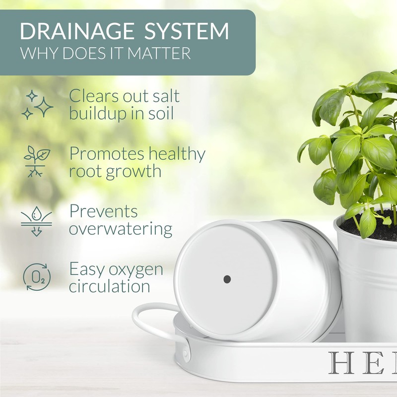 Barnyard Designs Indoor Herb Garden Planter Set with Tray, Metal
