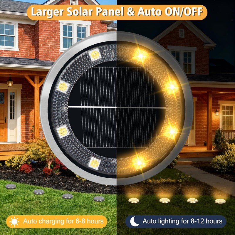 ZAIYW 6 Pack Solar Ground Lights Outdoor Waterproof Garden Lights