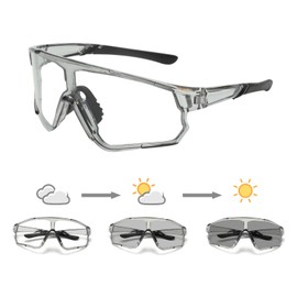 Long Keeper Photochromic Cycling Sunglasses Mountain Bike Riding Glasses for Women Men UV400 Sports Sunglasses (Gray)