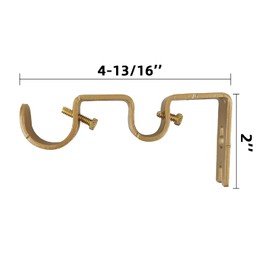 Kowibcl Double Curtain Rod Bracket, Set of 6, Fits up to 1 and 5/8 inch Rods, Double Curtain Rod Holder for Wall, Gold