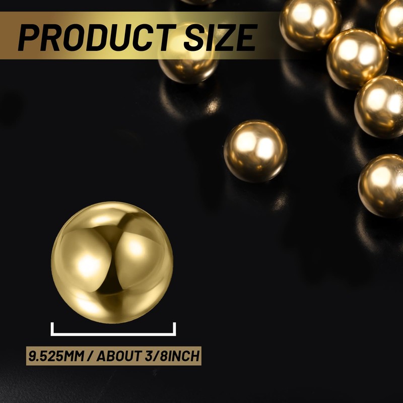 Gootaimi 16 pcs 3/8” Precision Solid Brass Bearing Balls, Brass