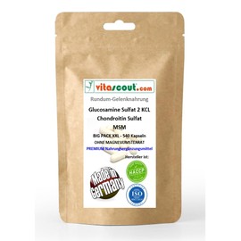 MSM & Glucosamine Sulphate Powder with Chondroitin - Contains 540 High Dose Capsules, Contains Vitamin C