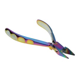 The Beadsmith Chroma Series Flush Cutter, 5.25 inches with hardened stainless-steel head, rainbow titanium coating, contoured comfort grip handle and double-leaf spring, tool for jewelry making