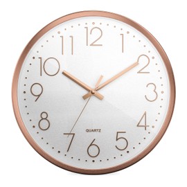 Mebus Wall Clock, Plastic Aluminium, White, 30 cm