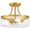 11.81" Brushed Gold Semi Flush Mount Ceiling Light Modern Glass