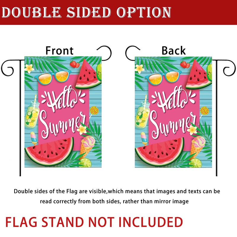 Hello Summer Watermelon Garden Flags for Outside 12x18 Double Sided