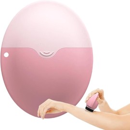 SAHENITEANA Aplicador de crema solar para, aplicador de protector solar recargable, a prueba de fugas, con bola enrollable y esponja, dispensador de protector solar portátil (Rosa)