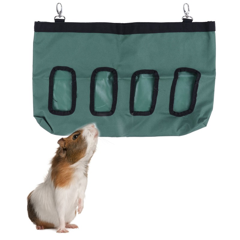 Rabbit Feeder Bag Hanging Feeding Tote with 4 Holes for