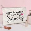 Might Be Makeup Might Be Snacks Linen Zippered Makeup Bag