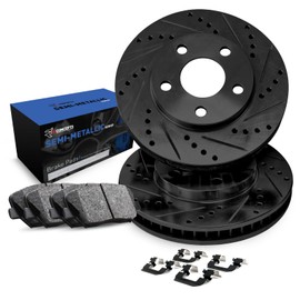 R1 Concepts Rear Brakes and Rotors| Hardware Included| Rear Semi Met Brake Pads and Rotors Kit| Fits 1992-1996 Honda Prelude