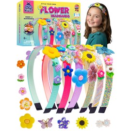 PURPLE LADYBUG Flower Headband Making Kit for Girls - Summer Toys for Kids Ages 4-8, Summer Crafts for Kids, 6 Year Old Girl Birthday Gift, Hair Accessories for Girls, Decorative Craft Activity Set
