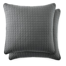 Southshore Fine Linens - VILANO Springs - Pair of Quilted Pillow Sham Covers (No Inserts), 22" x 22", Slate