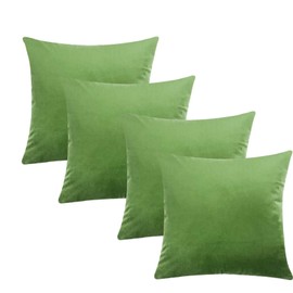 SWISSPACK 20x20 Velvet Soft Decorative Square Throw Pillow Case Cushion Covers Pillowcases for Livingroom Sofa Bedroom with Invisible Zipper!BIG SIZE! 20"x20" 4 Pieces (grass green)