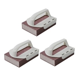 Healeved 3pcs Replaceable Emery Sponge Scrubbers Ergonomic Handle for Efficient Cleaning Dual-Sided Scouring Pad for Kitchenware and Household Use Grey Handle for Indoor and Outdoor