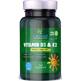 Vegan Vitamin D3 4000iu and Vitamin K2 MK7 100µg High Strength Completely Plant Based 60 Days Supply Vitamin D Vegan Tablets Gluten, GMO & Lanolin Free