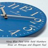 NIKKY HOME Navy Blue Wooden Wall Clock 12 Inch -
