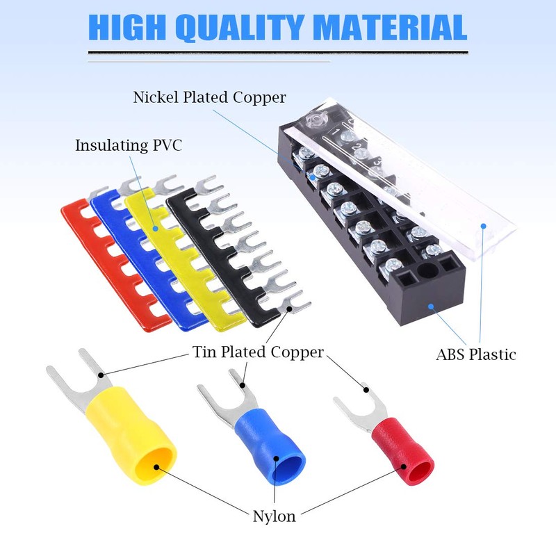 Glarks 70Pcs(5Sets) Terminal Block Set, 5Pcs 7 Positions 600V 15A
