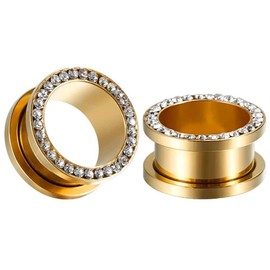 COOEAR Ear Tunnel Flesh Plugs, Piercing Expander Stretcher Earrings, Steel Gemstone, Women’s Jewellery, Customisable, Stainless Steel