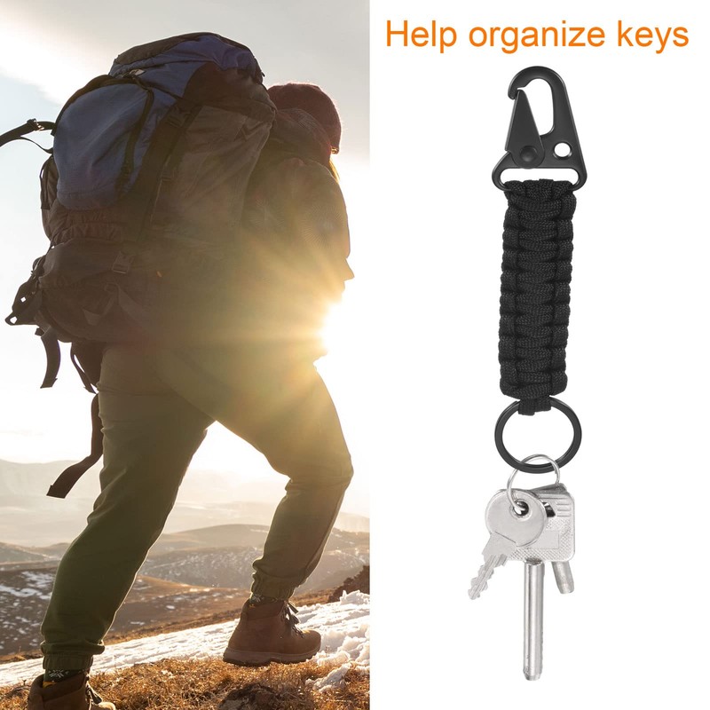 [PATIKIL] Paracord Keychain 2 Pcs Braided Lanyard Key Clip Leather