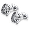 HONEY BEAR Men's Wedding Retro Pattern Carved Cufflinks Stainless Steel