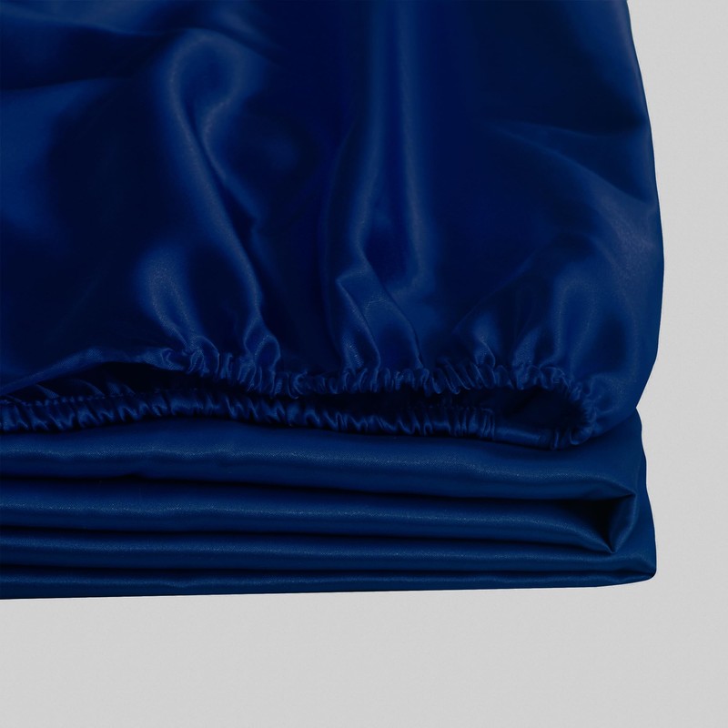ROOEE Satin Silk Fitted Sheet with Pillowcase Set Breathable Soft