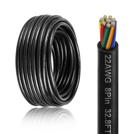 22 Gauge 8 Conductor Electrical Wire, 32.8FT 22AWG PVC Thermostat Wire, Low Voltage Landscape Wire, Flexible Cord for LED Lighting Strips Automotive Garden Bell Speaker