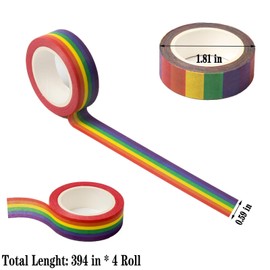 DERAYEE Rainbow Color Washi Tape, Masking Decorative Tapes for DIY Scrapbook, Planner, Arts & Crafts Gift Wrappings 4 Roll