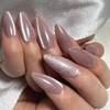 24Pcs Purple Press on Nails Medium Almond Length Glitter Fake