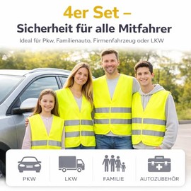 TK Gruppe Timo Klingler 2 x High Visibility Vests ISO 20471 - Breakdown Vest 2026 Accident Vest Car Safety Vest Neon Yellow Reflective Car Truck - Car Accessories (2 x Yellow Safety Vest)