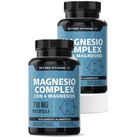 Kit Beyond Vitamins | 2 X Magnesio Complex | Citrato De Magnesio Polvo, Glicinato De Magnesio, Gluconato De Magnesio Y Óxido De Magnesio | Vitaminas Mujer / Hombre - Magnesium - 60 Cápsulas C/u
