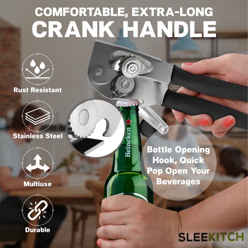 Commercial Can Opener, Manual Heavy Duty Hand Crank, Large Handheld