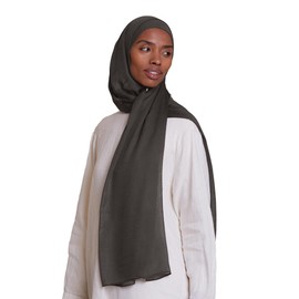 VOILE CHIC Breathable Modal Hijab Scarf for Women - Premium Lightweight Head Scarf Wrap - Charcoal Gray