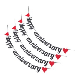 SHOWERORO 4pcs Glittery Romantic Decorations with Heart Bunting Garland for Wedding and Anniversary Party Supplies Easy Setup Celebrating Love