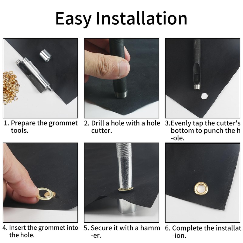 KJLEEN 140 Sets Grommet Tool Kit, 12mm Gold Eyelet Punch