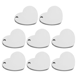 PATIKIL 8pcs Heart Charm, 5mm Heart Pendant Metal Stamping Blanks Tags Stainless Steel Blank Stamping Tags Pendant for Laser Engraving, Silver Tone